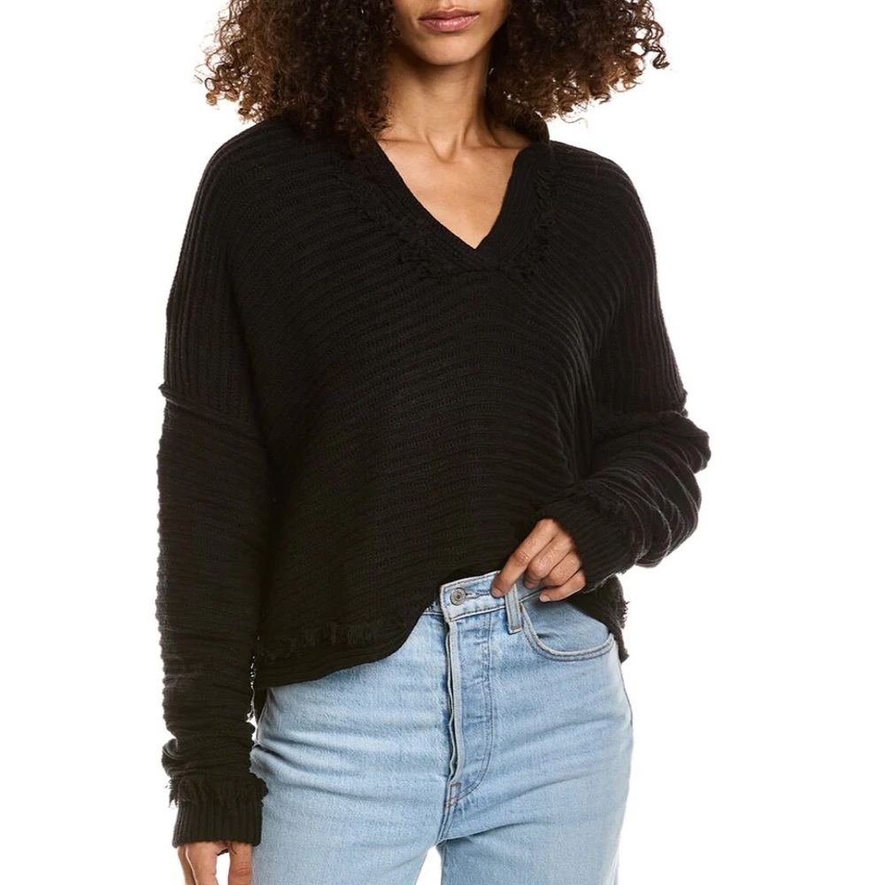 Vintage Havana Black Ribbed Polo Sweater